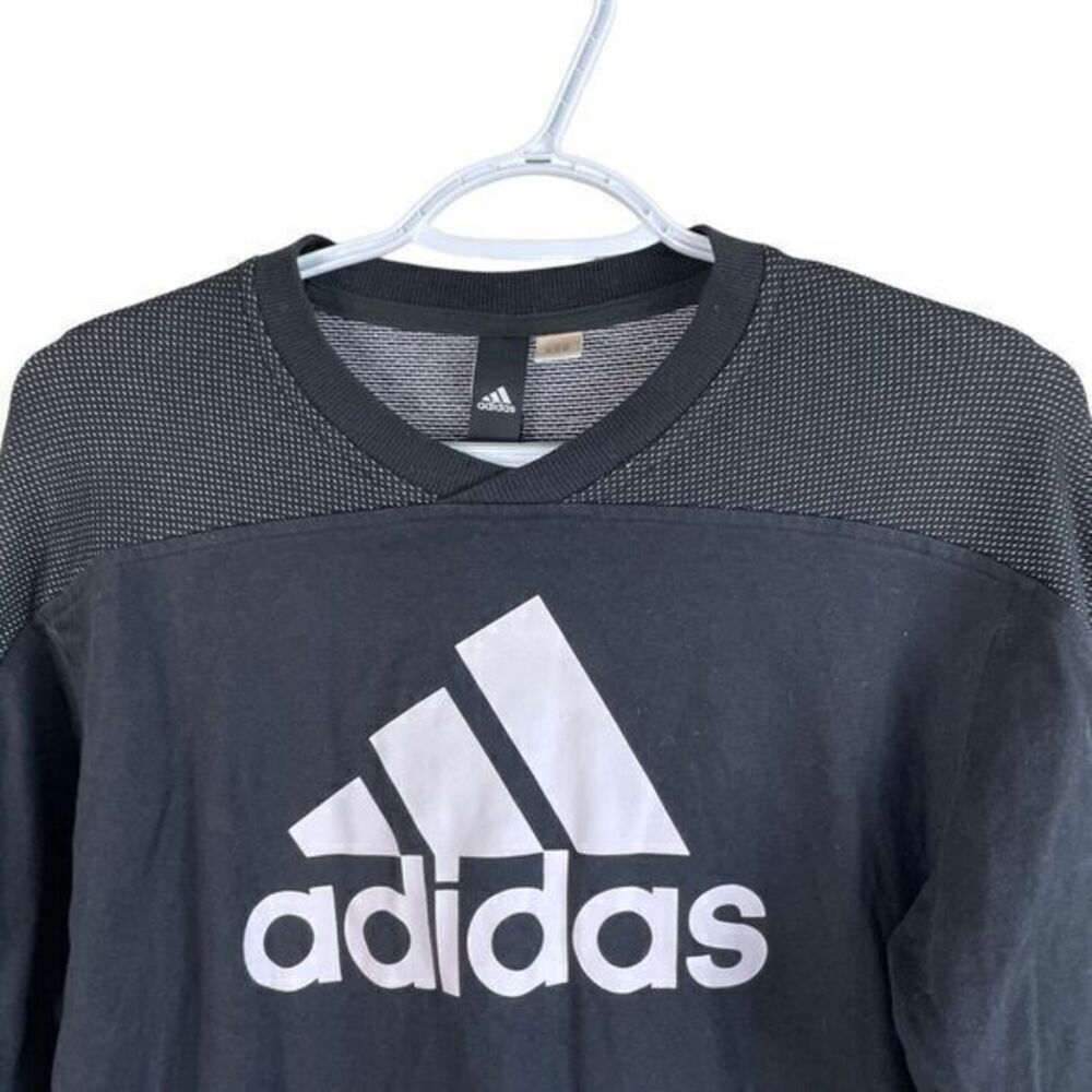 Adidas Long Sleeve Graphic Shirt Sweatshirt Mens‎ M Black Cotton Crew Neck